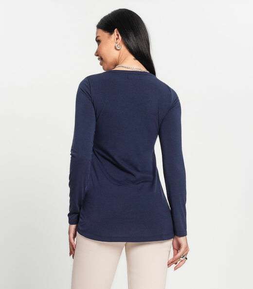 Blusa De Viscolight Básica Feminina Kohmar Azul