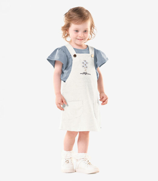 Conjunto Infantil Blusa Com Salopete Trick Nick Bege