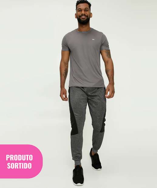 Calça Sortida Masculina Jogger Moletinho Recorte Bolsos