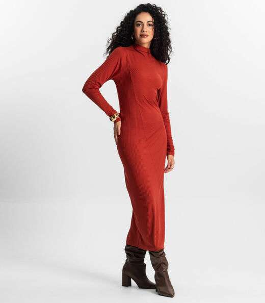 Vestido Manga Longa Feminino Rovitex Laranja