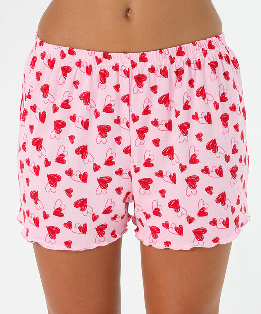 Pijama Feminino Corações Sem Manga Marisa Vermelho