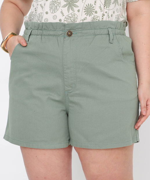 Shorts Plus Size Feminino Jeans Clochard Verde