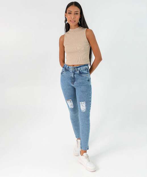 Blusa Regata Feminina Canelada Halter Neck Marisa