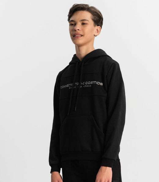 Blusão Juvenil Masculino Com Capuz Minty Preto