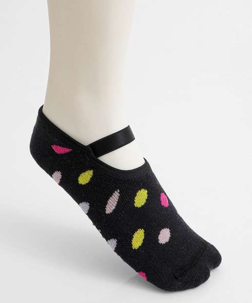 Meia Sapatilha Infantil Antiderrapante Marisa Preto