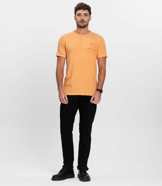 Camiseta Masculina Manga Curta Malhão Diametro Laranja