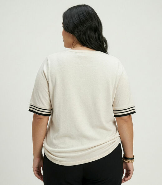 Blusa Feminina Viscose Plus Size Secret Glam Bege