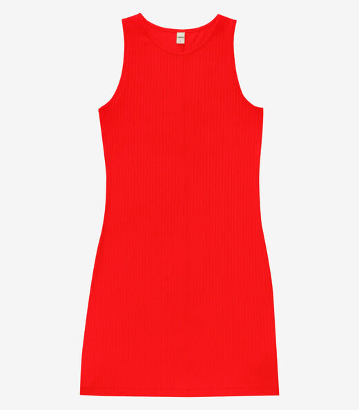 Vestido Curto Em Ribana Canelada Rovitex Laranja