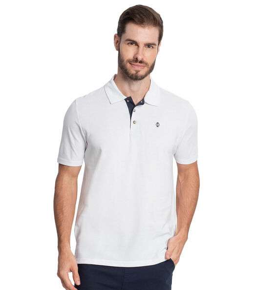Image_Polo Masculina Com Bolso Piquet Diametro Branco