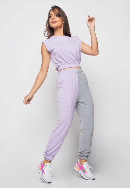 Cropped  Barra Elástico Malha Comfort Lilás