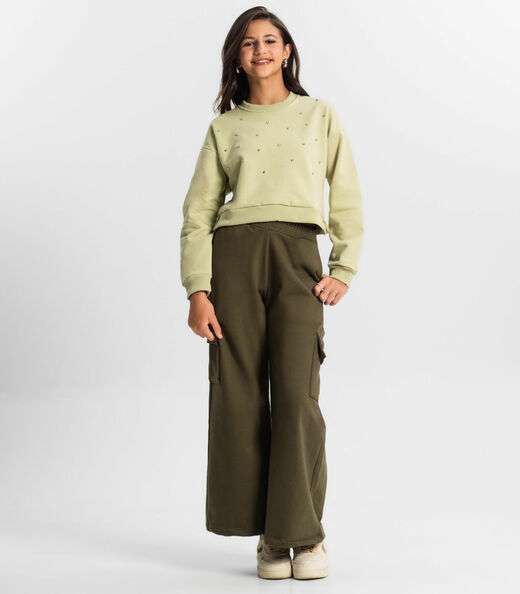 Blusão Juvenil Feminino Em Moletom Minty Verde