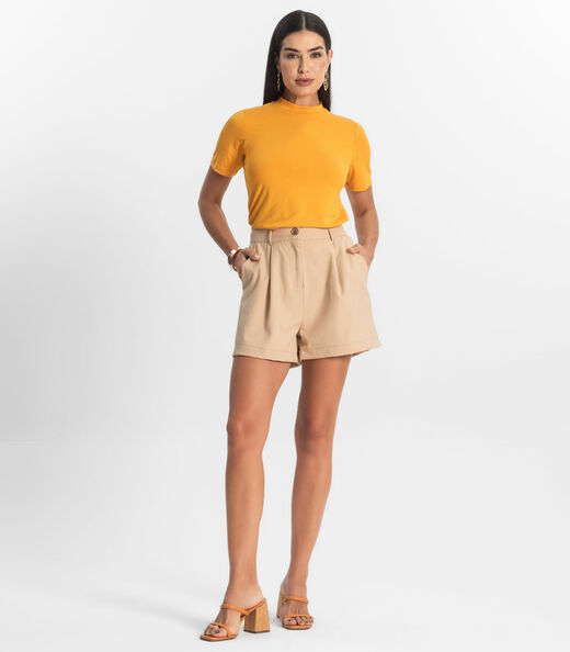 Blusa Feminina Básica em Malha Visco Rovitex Amarelo