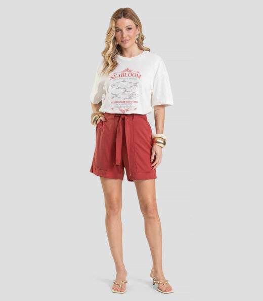Shorts Feminino em Tecido Acetinado Dianna Vermelho