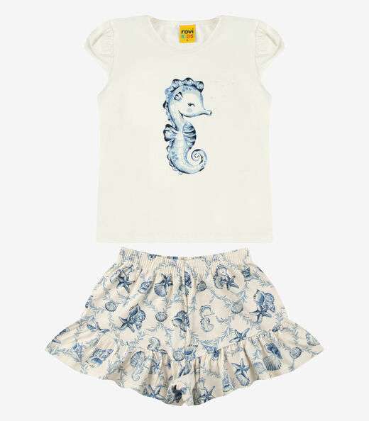 Conjunto Blusa Com Shorts Rovi Kids Bege