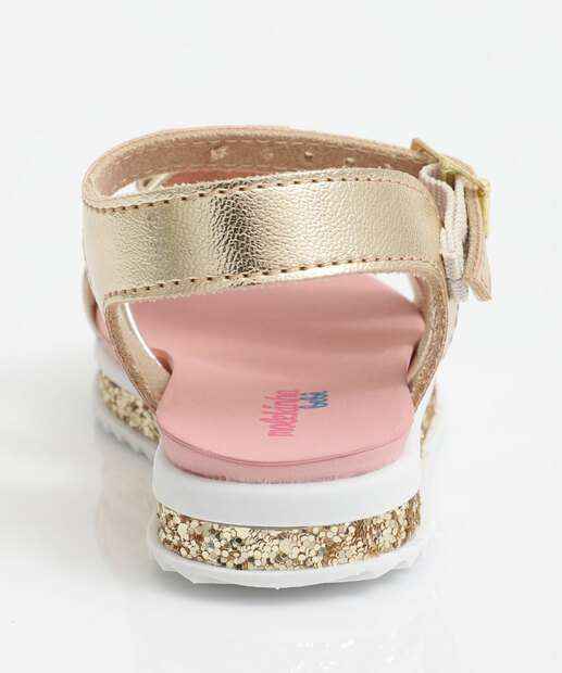 Sandália Infantil Laço Glitter Molekinha Dourado