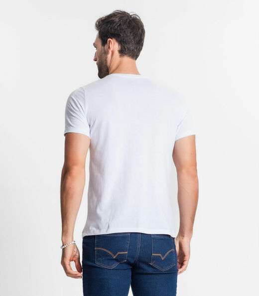 Camiseta Masculina Básica Meia Malha Diametro Branco
