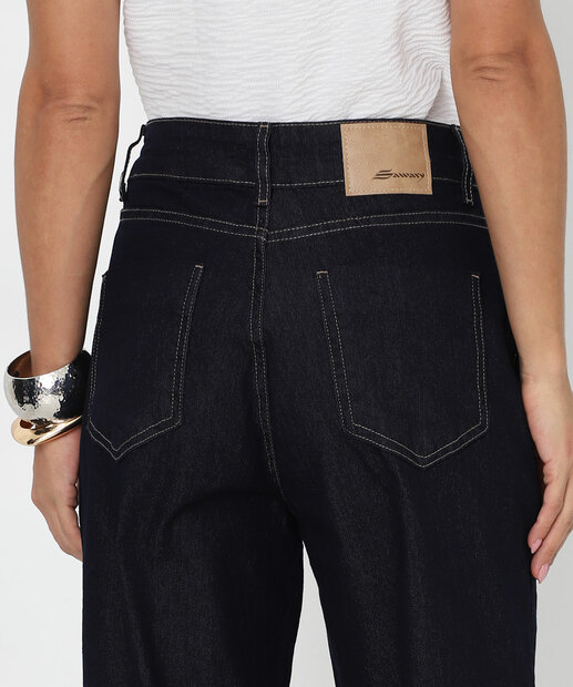 Calça Feminina Jeans Wide Leg Petit Sawary Preto