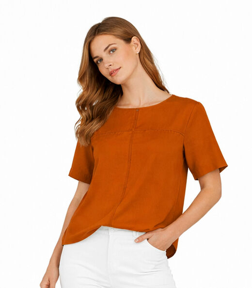 Image_Blusa Feminina Com Recortes Frontais Infinita Cor Marrom