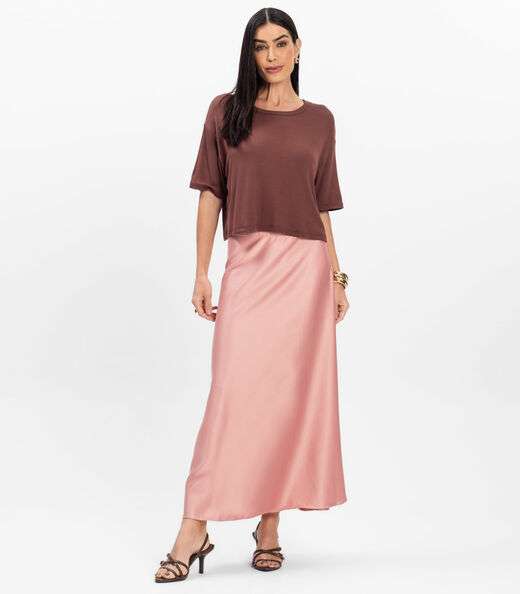 T- Shirt Feminina Canelada Infinita Cor Marrom