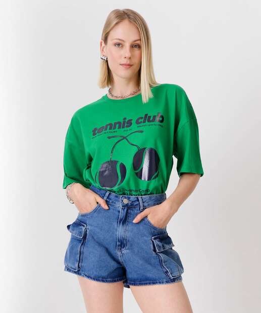 Short Feminino Jeans Cargo 
