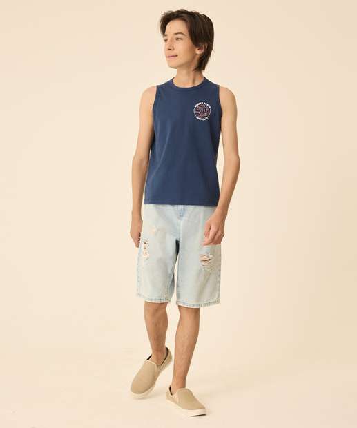 Bermuda Juvenil Jeans Destroyed MR Tam 10 a 16