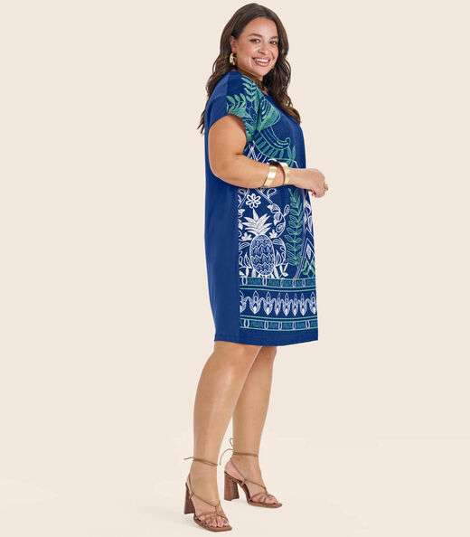 Vestido Curto Plus Size Secret Glam Azul