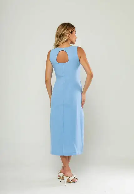 Vestido Midi Regata E Recorte Posterior Azul Salvatore