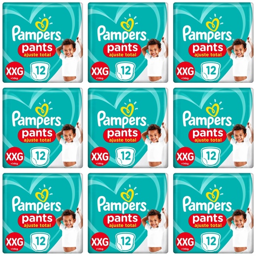 Image_Kit 9 Fraldas Confortsec Pants ”Xxg” Pampers Simples c/12 Unidades cada