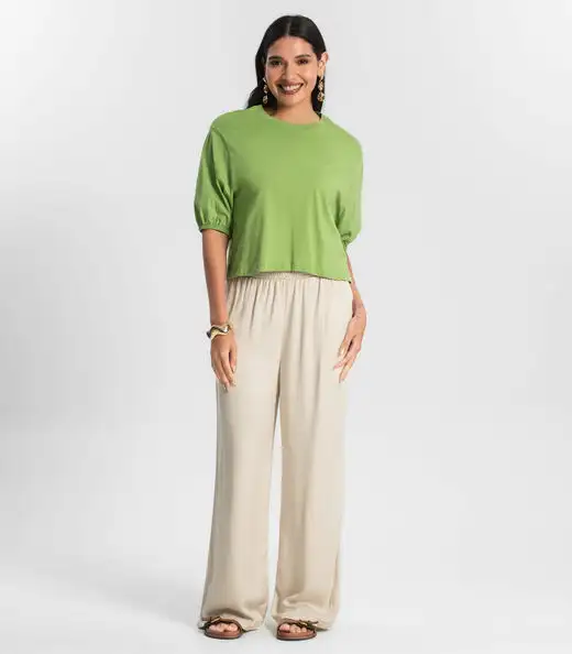 Blusa Feminina Manga Camponesa Rovitex Verde