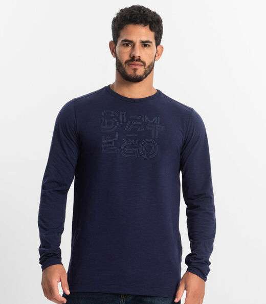 Camiseta Masculina Manga Longa Diametro Azul