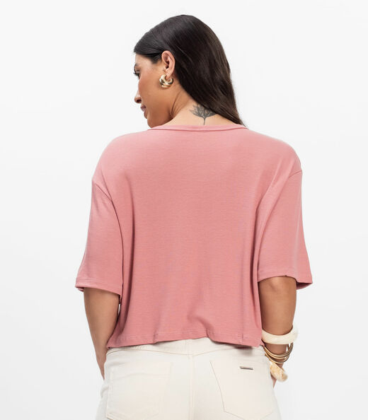 T- Shirt Feminina Canelada Infinita Cor Rosa