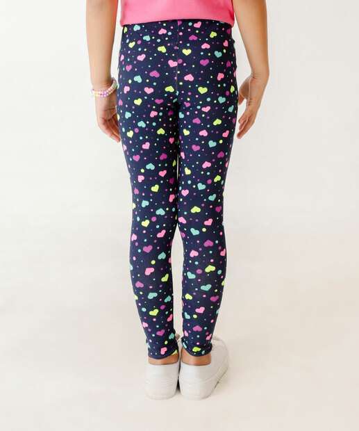 Calça Infantil Legging Coração Neon Marisa Tam 4 a 10