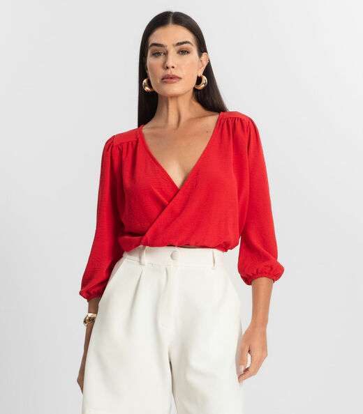 Image_Blusa Feminina Manga 3/4 Rovitex Vermelho