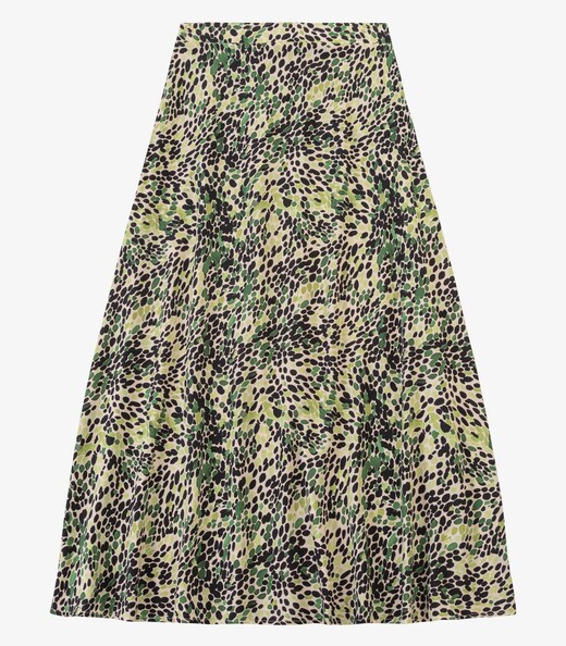 Saia Feminina  Midi Viscose Kyhara Estampa Rovitex Verde