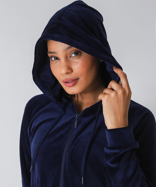 Casaco Feminino Fitness Plush Capuz Marisa Azul