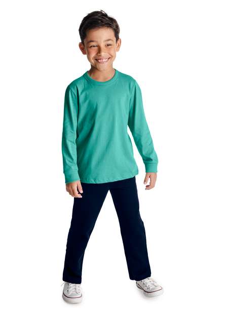 Camiseta Manga Longa Básica Rovitex Kids Verde