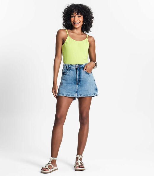 Blusa de Alça Feminina Viscotorcion Básica Rovitex Verde