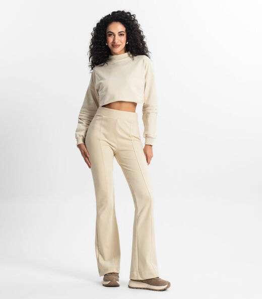 Calça Feminina  Boot Cut Rovitex Bege