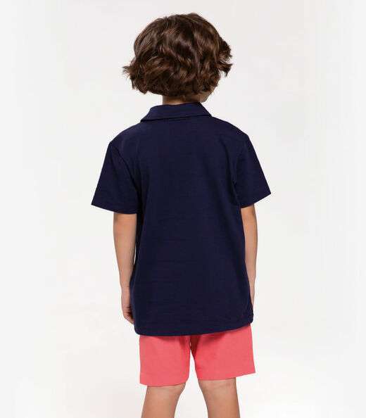 Bermuda Infantil Masculina Em Linho Trick Nick Rosa