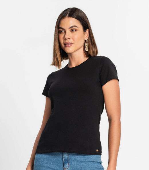 Blusa Feminina Cotton Leve Básica Rovitex Preto