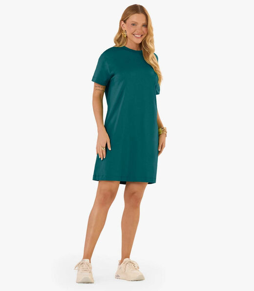 Vestido Básico T-Shirt Feminino Rovitex Verde