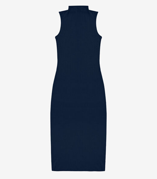 Vestido Midi Ribana Canelada Rovitex Azul