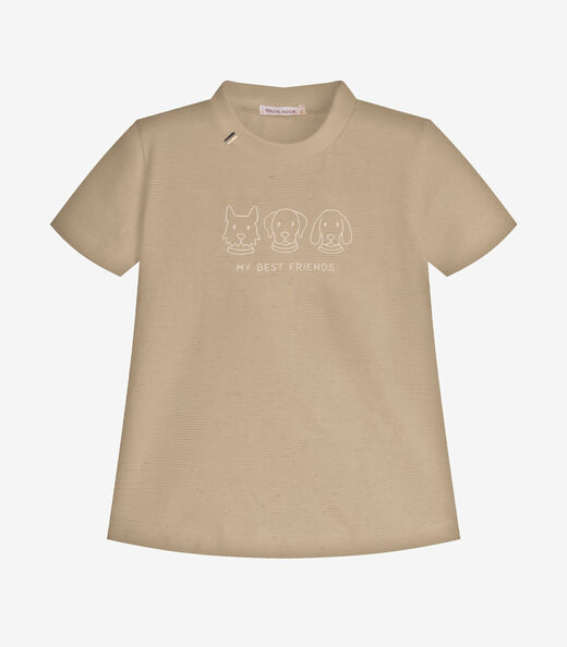 Conjunto Infantil Camiseta Com Bermuda Trick Nick Bege