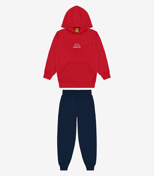 Image_Conjunto Blusão de Capuz e Calça Moletom Rovi Kids Vermelho