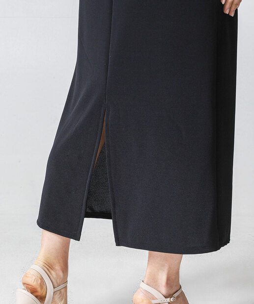 Vestido Feminino Midi Bicolor Alças Finas Marisa Preto