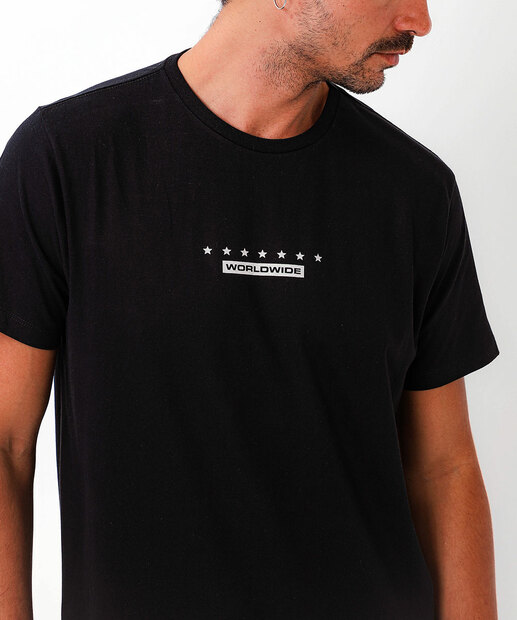 Camiseta Masculina Manga Curta Marisa Preto