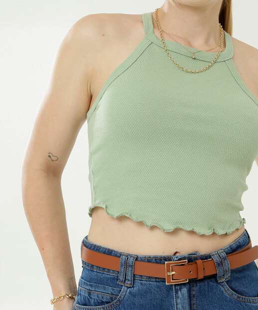 Blusa Cropped Feminina Nadador Textura