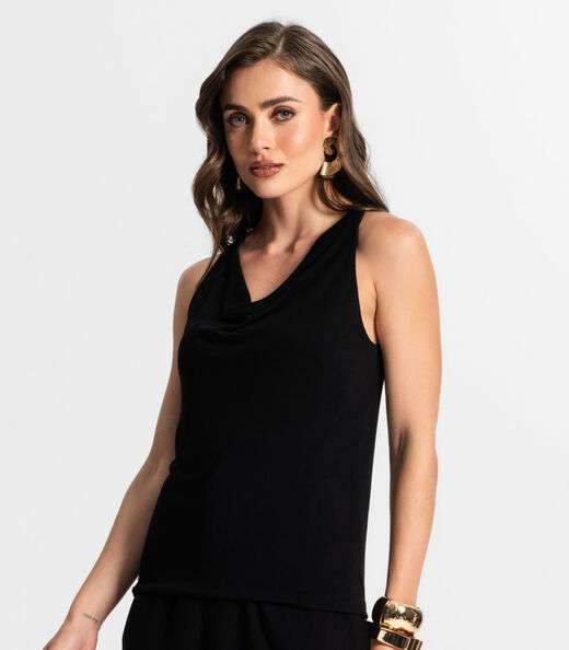 Regata Feminina Decote Degagê Endless Preto