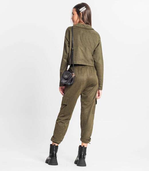 Calça Juvenil Feminina Em Suede Sarjado Minty Verde