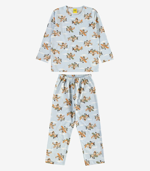 Pijama em Meia Malha Rovi Kids Azul